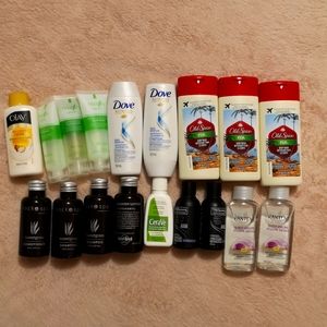 Travel shampoos, body wash and conditioner
